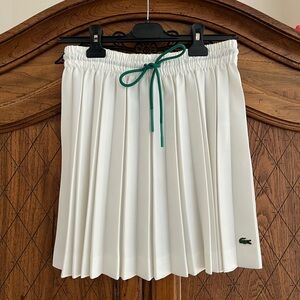 LACOSTE Heritage Pleated Drawstring Miniskirt - Farine